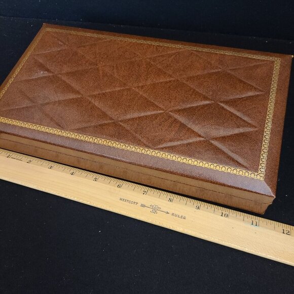 Vintage Brown with Gold Trim Swank Men's Jewelry Box with Mens Jewelry - Picture 14 of 16